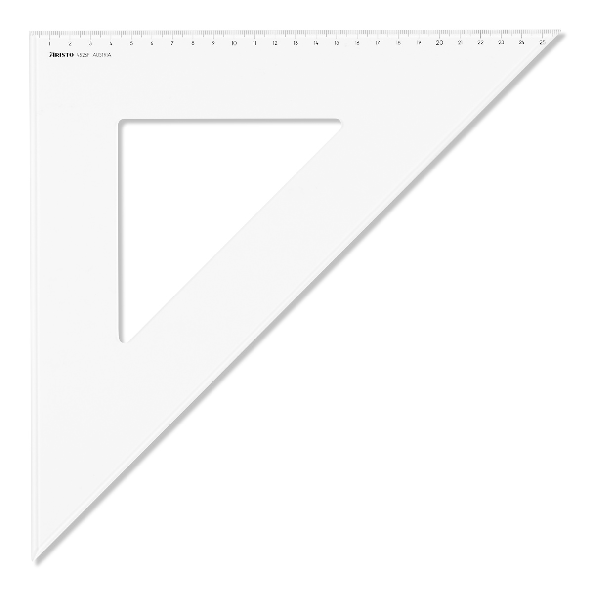 Aristo Dreieck 45 Grad mit Facette Hypotenuse 36,8 cm, Teilung 26 cm 