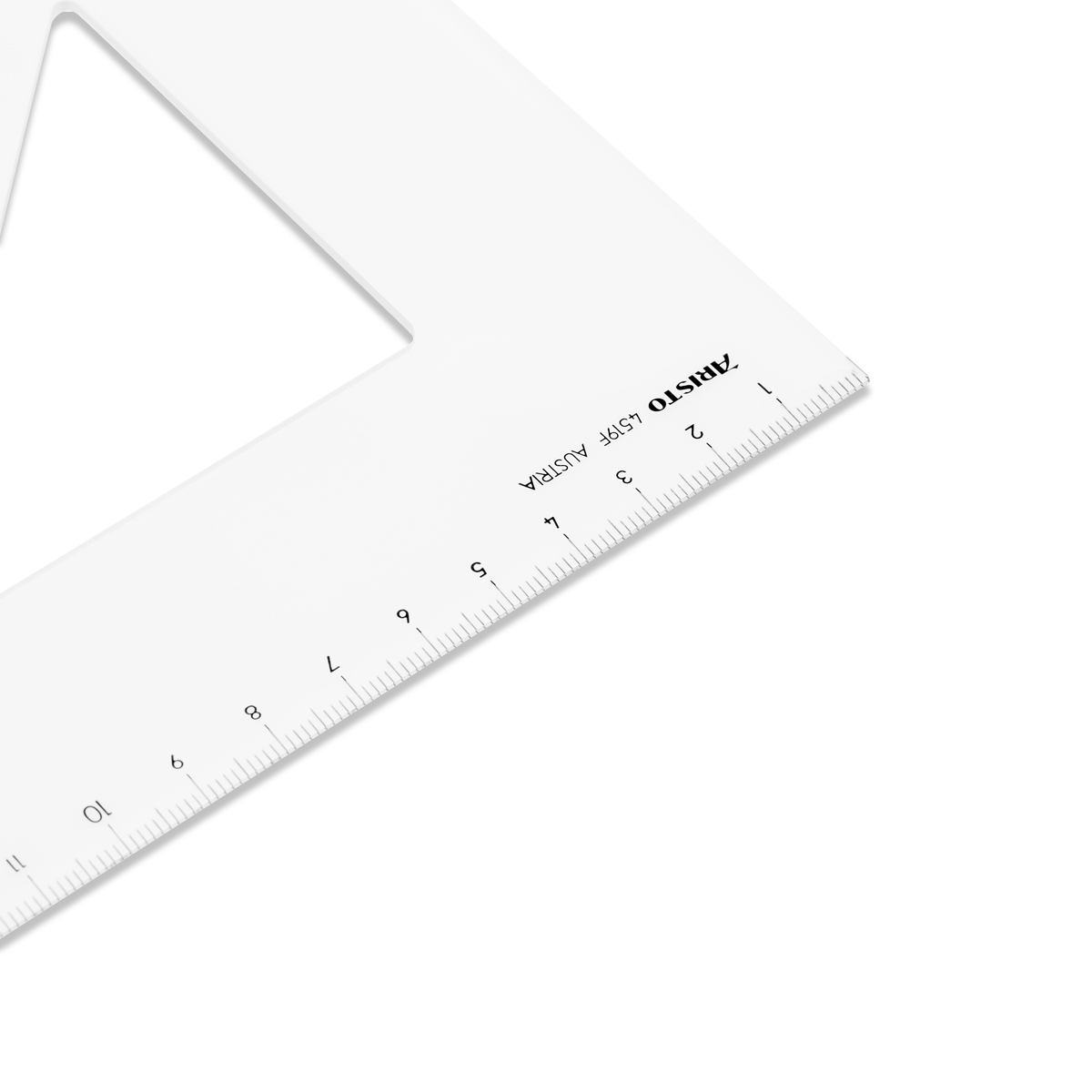 Aristo Dreieck 45 Grad mit Facette Hypotenuse 26,9 cm, Teilung 19 cm 
