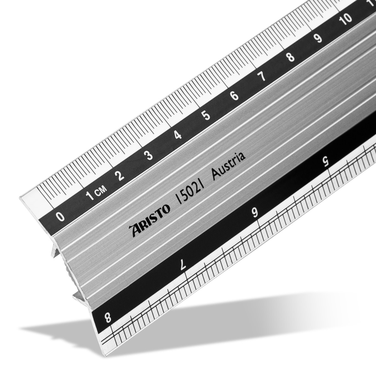Aristo Alu-Lineal 20 cm mm-Teilung, mit Gummiauflage 