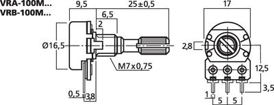 MONACOR VRA-100M100 Mono-Potentiometer