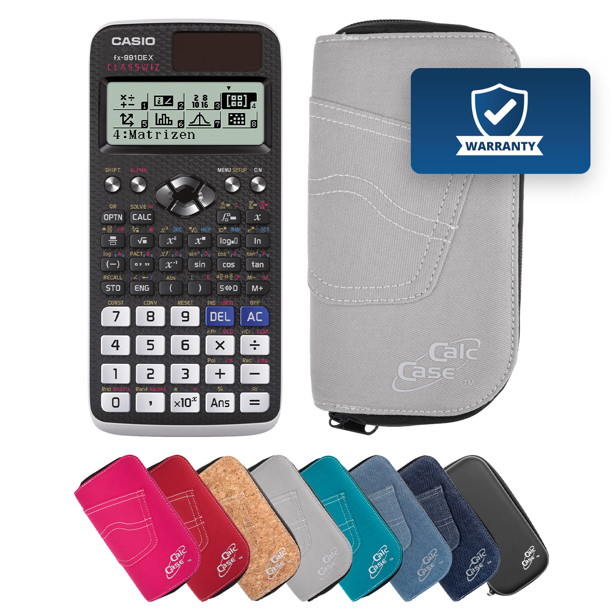 Casio FX-991 DE X Schulrechner mit Schutztasche hellgrau 