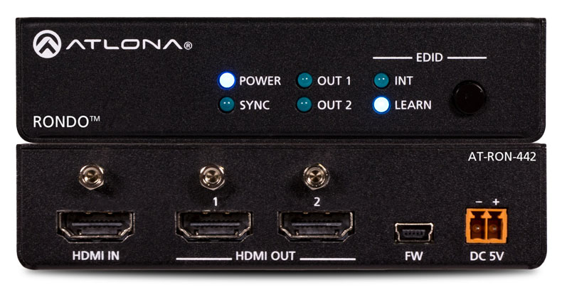 Atlona AT-RON-442 HDMI Splitter, 1 X 2 HDMI 2.0 - HDCP 2.2 - HDR - EDID-Management