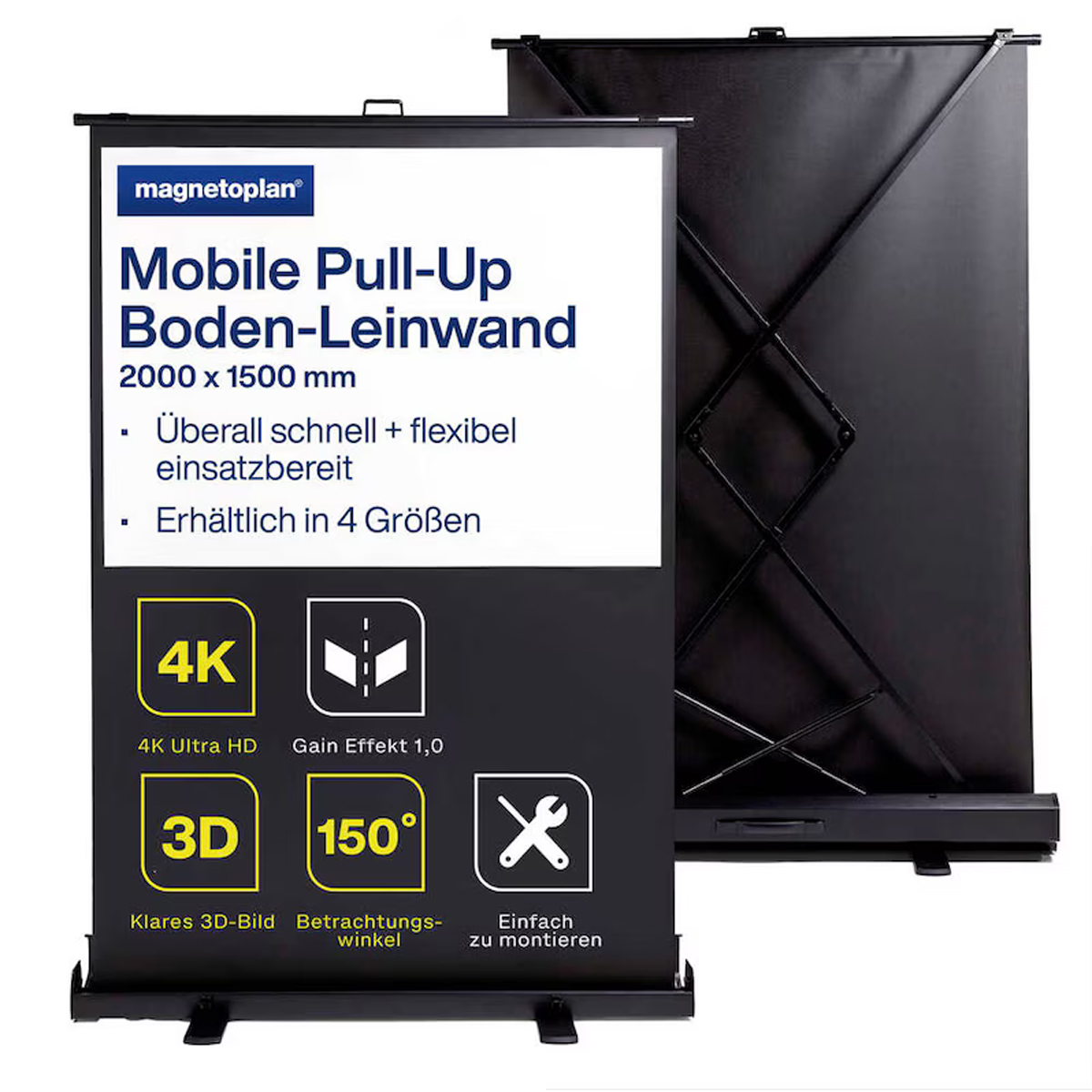 Magnetoplan mobile Pull-Up Bodenleinwand 4:3, 2000 x 1500 mm 