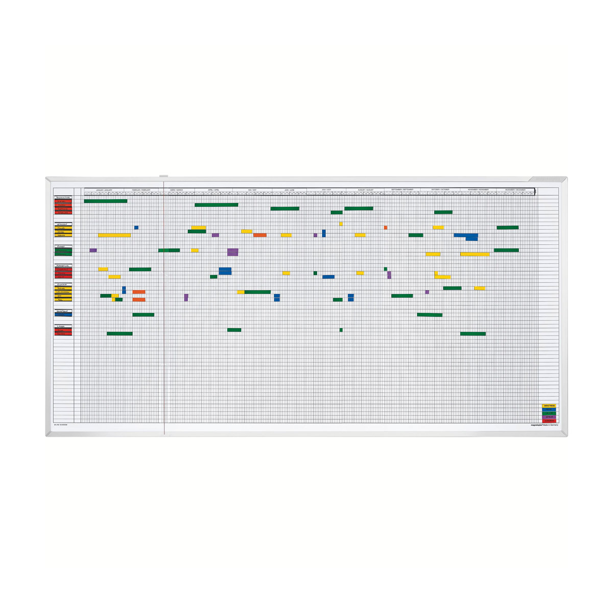Magnetoplan 3703455 Aktivitäten- und Urlaubsplaner 150 x 60cm, 5 Tage, 45 Mitarbeiter