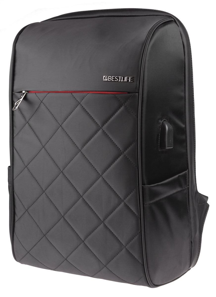 BestLife TravelSafe RUCKSACK schwarz Laptop Rucksack für 15,6" + USB Connector