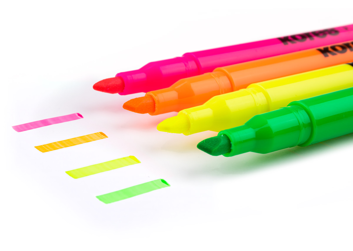 Kores High Liner Set Textmarker mit Keilspitze ca. 1 - 4mm, grün, pink, gelb und orange 