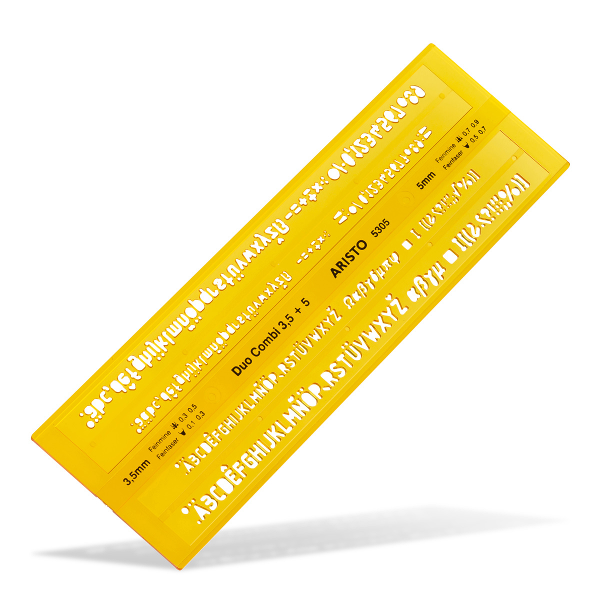 Aristo Schriftschablone Duo Combi 3,5/5 mm ISO3098-1/ DIN6776 für Pigmentliner 