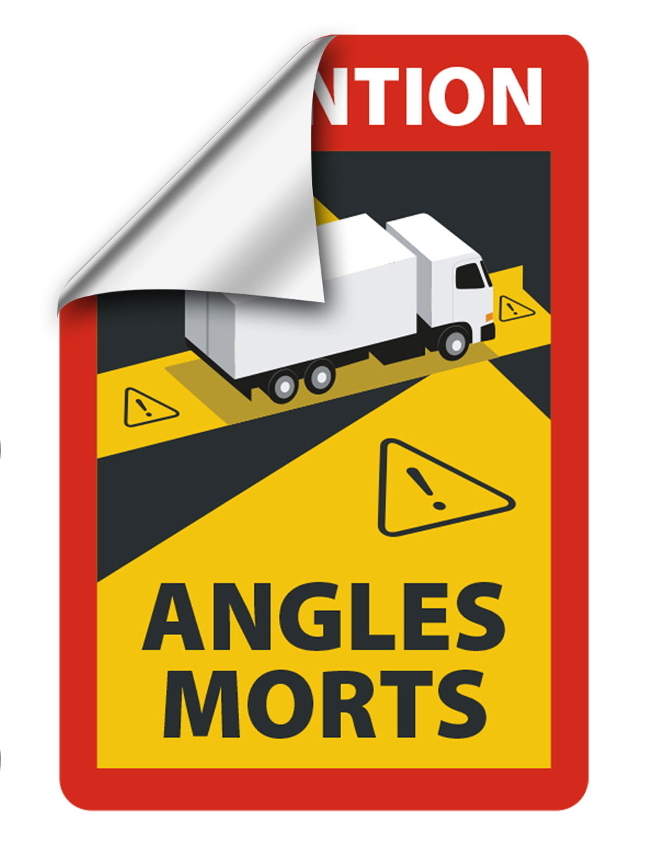 Angles Morts - Toter Winkel Hinweisschild für LKW/Sattelzug selbstklebend, ablösbar, A5, 10 Stück