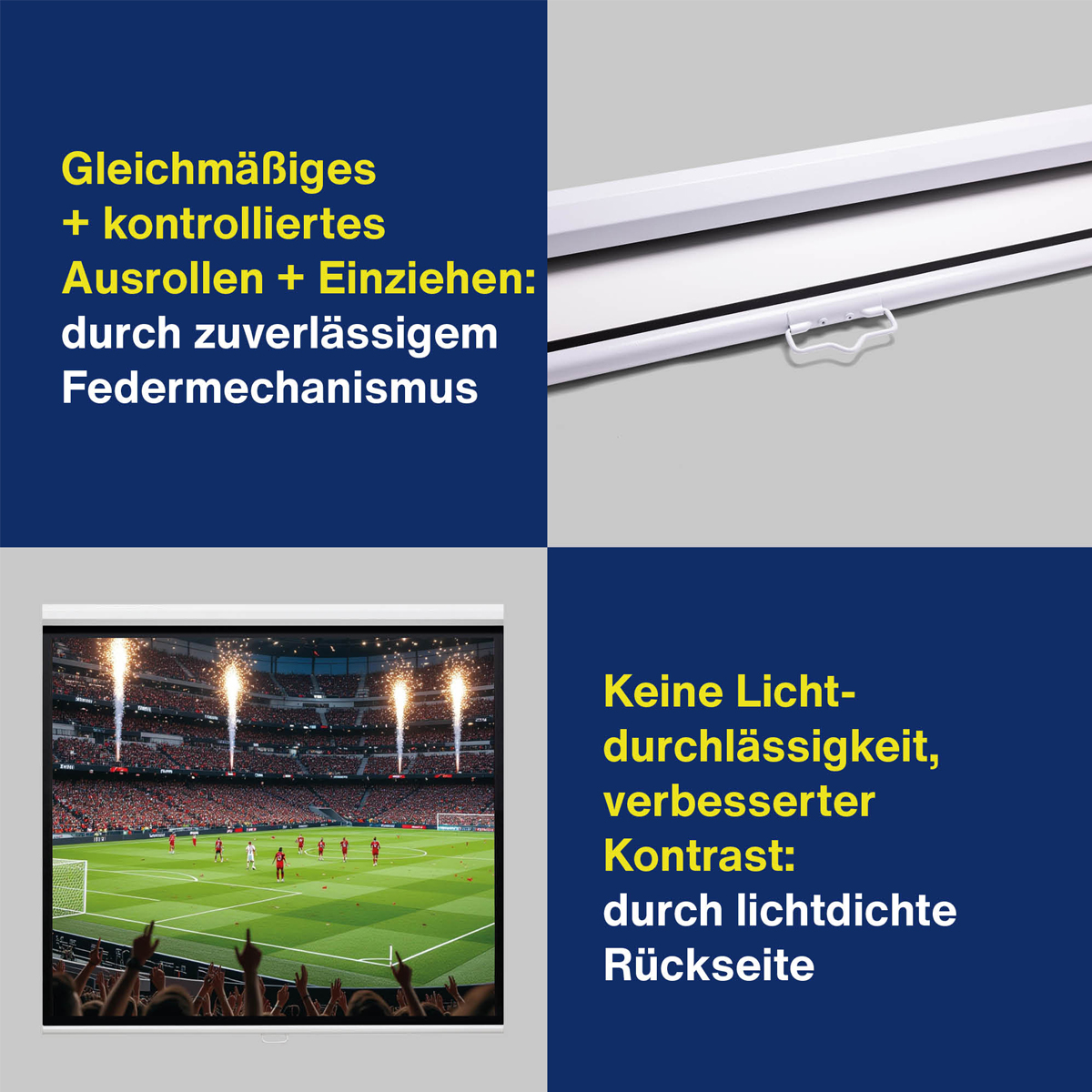 Magnetoplan Rollo-Leinwand manuell 180cm x 180cm 1:1, Rückseite schwarz 