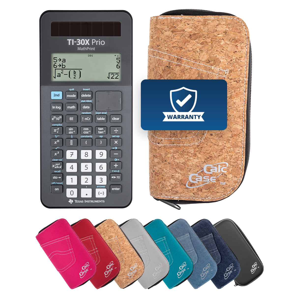TI-30X Prio MP Schulrechner mit Schutztasche im Kork-Design 