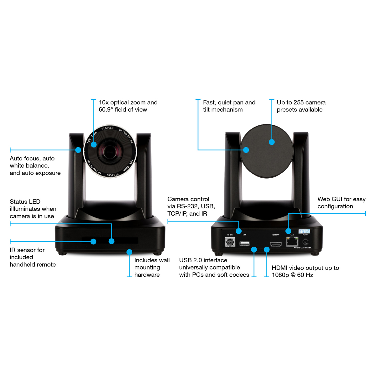 Atlona AT-HDVS-CAM-HDMI-BK PTZ Kamera schwarz 