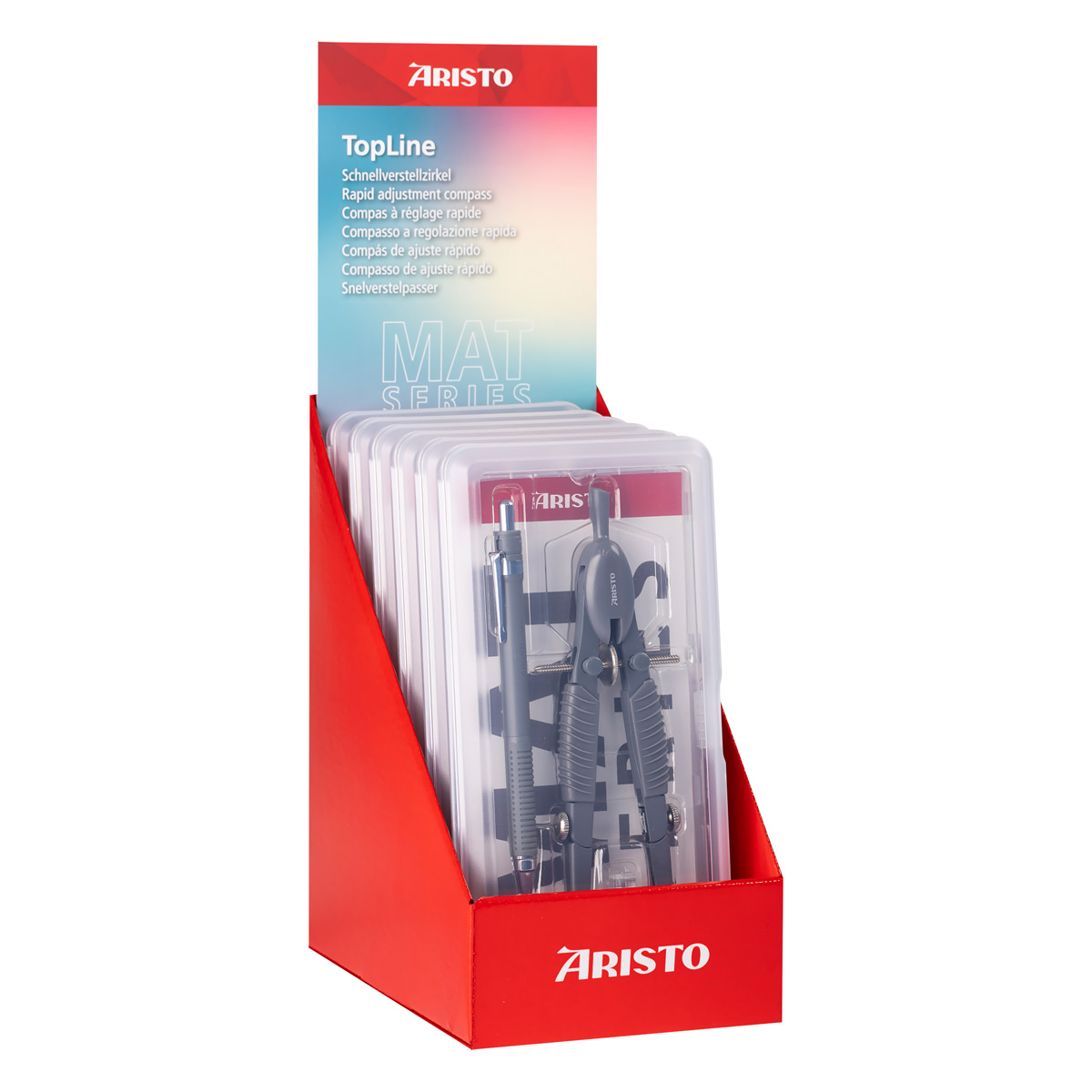 Aristo Zirkel-Set aus TopLine Zirkel und Feinminenstift Mat Series 6er Display, sortiert 