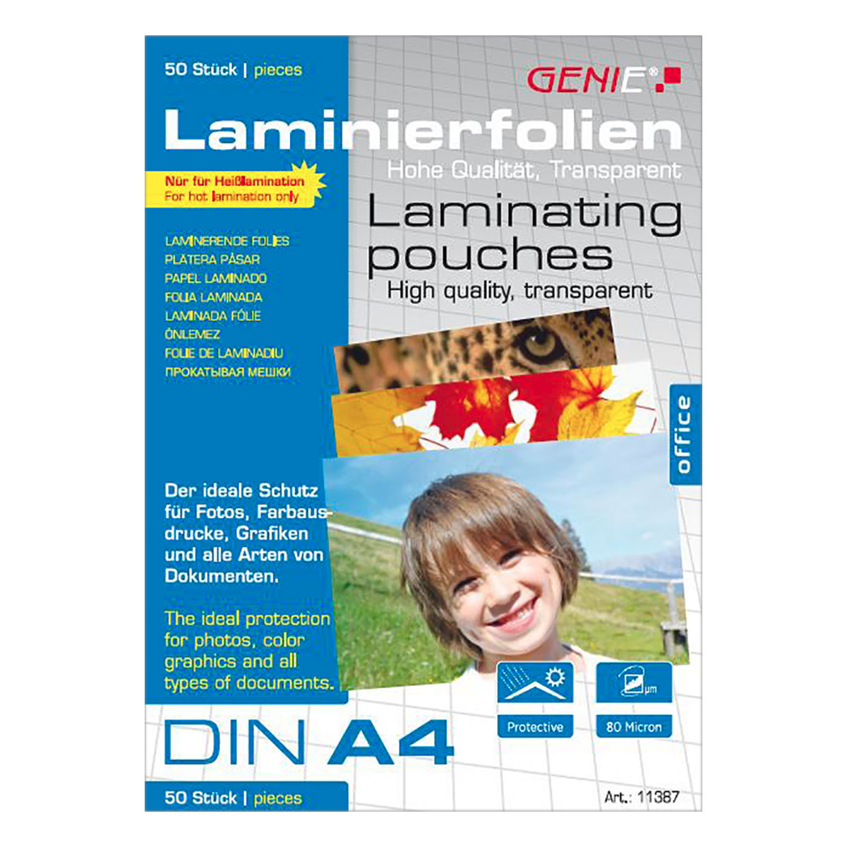 Genie 11387 Laminiertaschen  A4 - Folien 80mic 50 Stück Packung