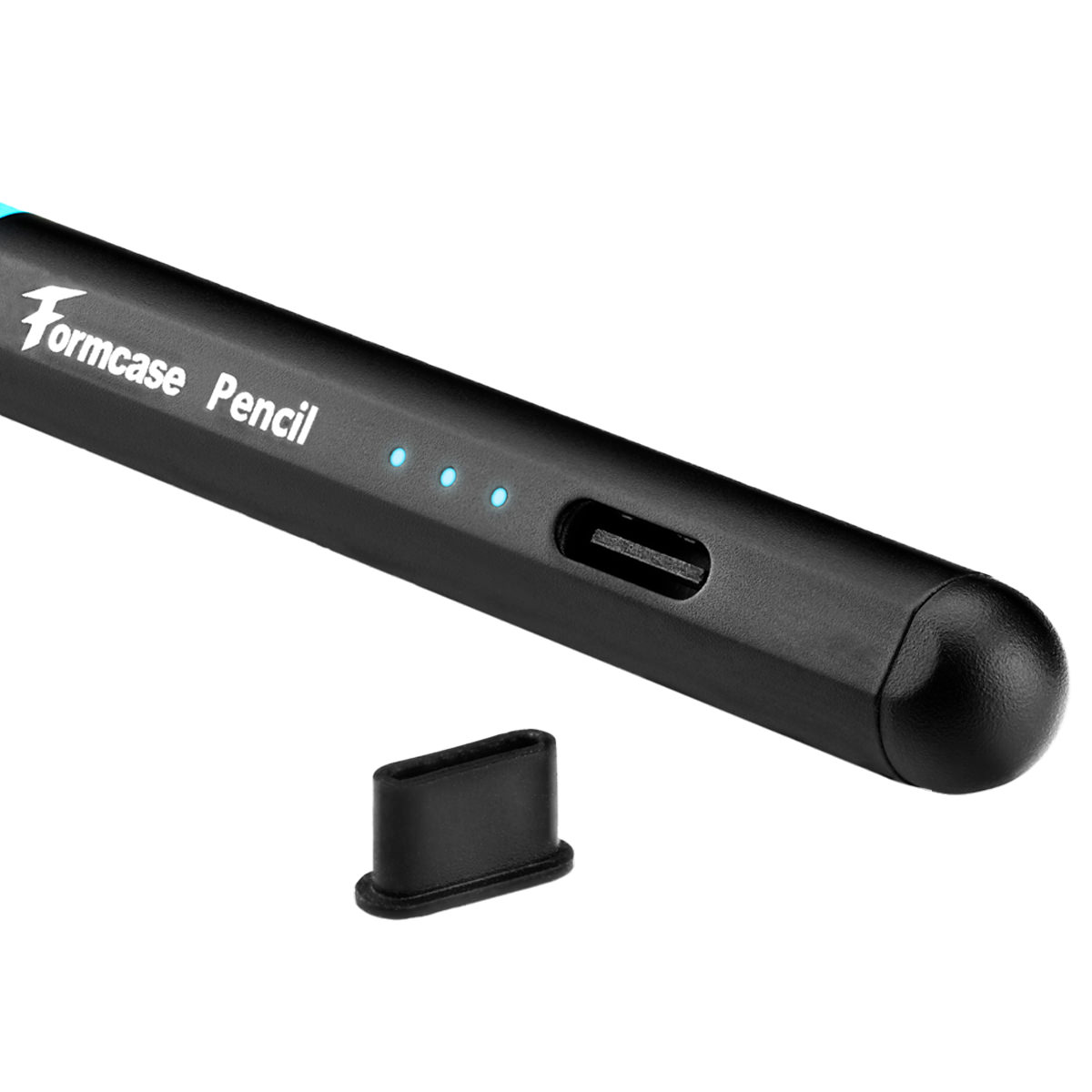 Formcase Smart Stylus Pencil schwarz inkl. 3 Ersatzspitzen, für Apple iPad Modelle ab 2018, USB-C Ladeanschluss