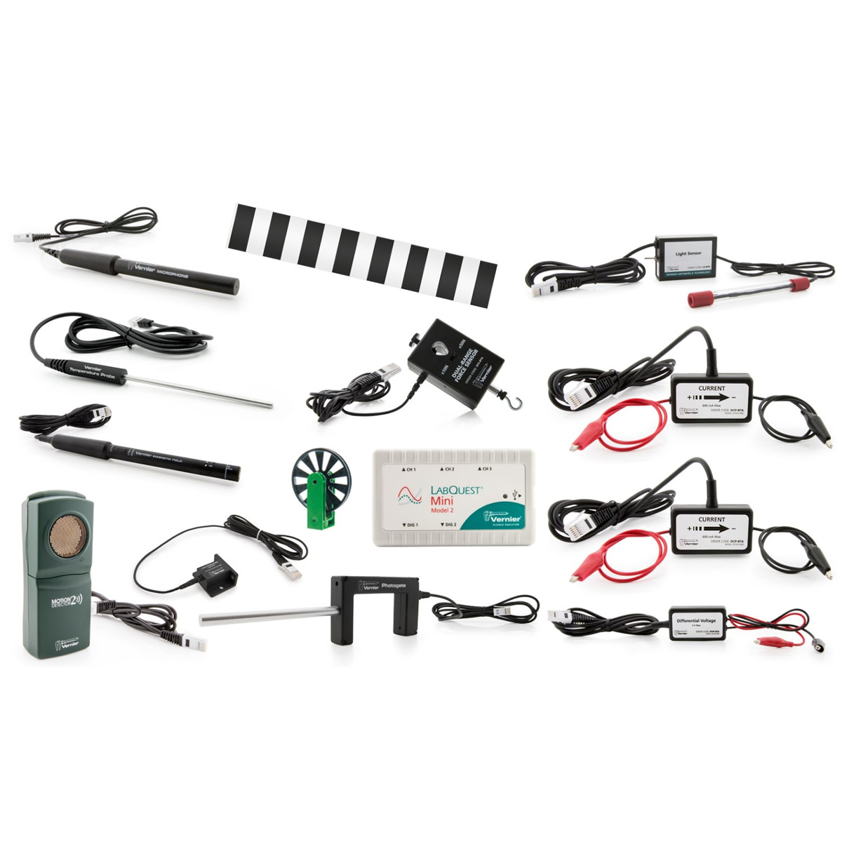Vernier Physik Deluxe Paket (LM-PHY-DX) mit LabQuest Mini, 13 Sensoren & Zubehör