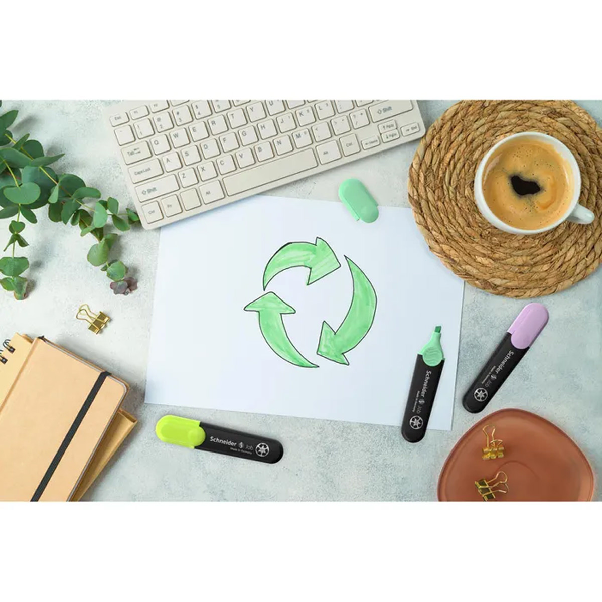 Schneider Job Pastell, Textmarker 6 Stück in Pastellfarben, Strichbreite 1 + 5mm 