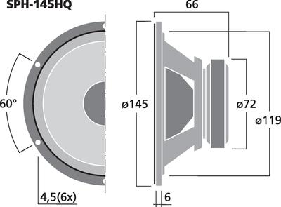 MONACOR SPH-145HQ High-Quality-Hi-Fi-Tiefmitteltöner, 50 W, 8 O