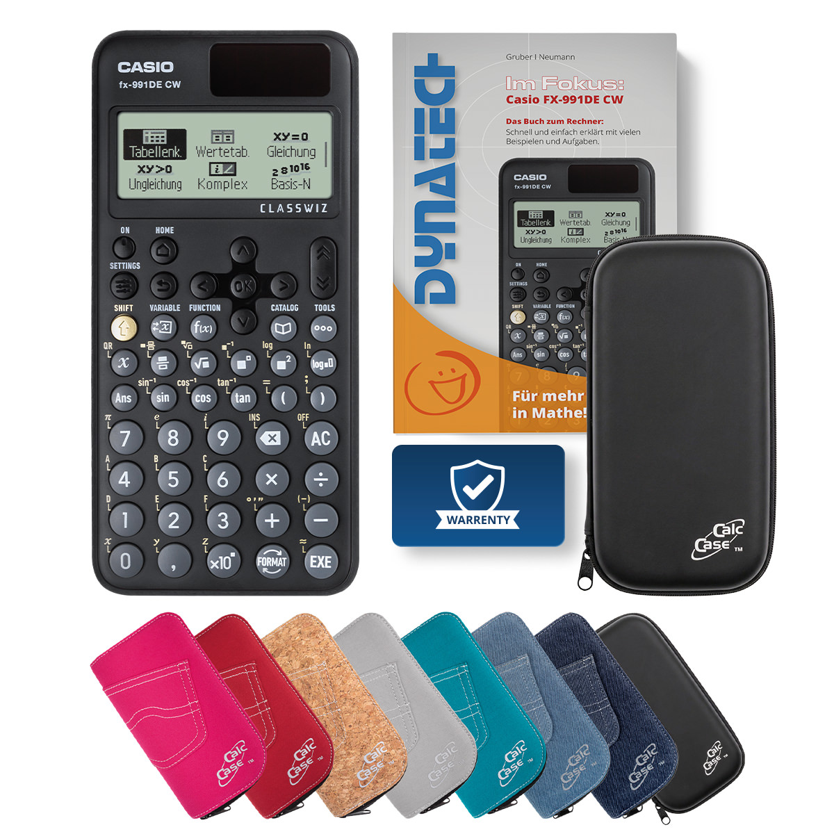 Casio FX-991 DE CW Schulrechner mit Schutztasche schwarz & Fachbuch 