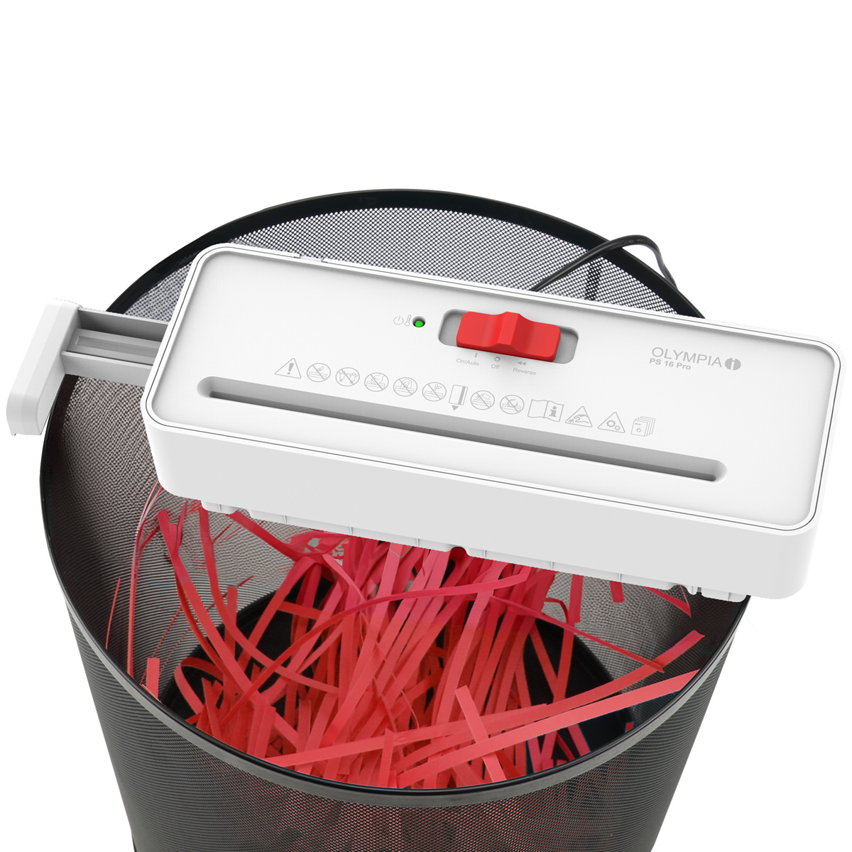 Olympia PS 16 Pro Papierschredder weiß, Aktenvernichter-Aufsatz 