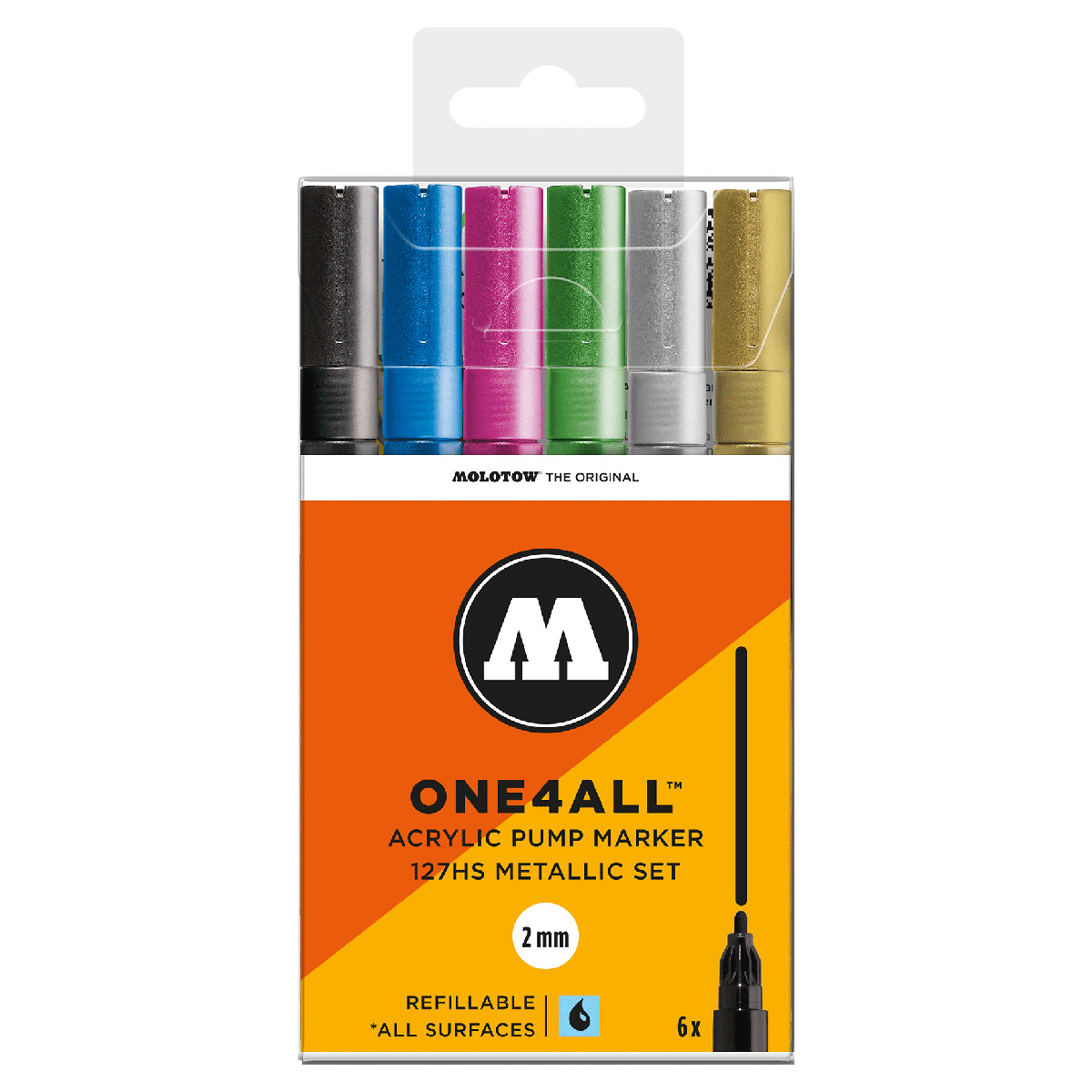 Molotow Acrylmarker ONE4ALL ACRYLIC 127HS 6er Etui, Metallic Set, sortiert 