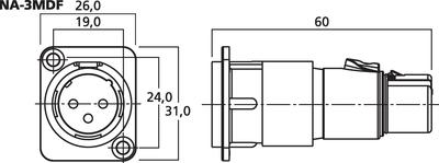 MONACOR NA-3MDF NEUTRIK-XLR-Durchgangs-Einbauarmaturen, 3-polig