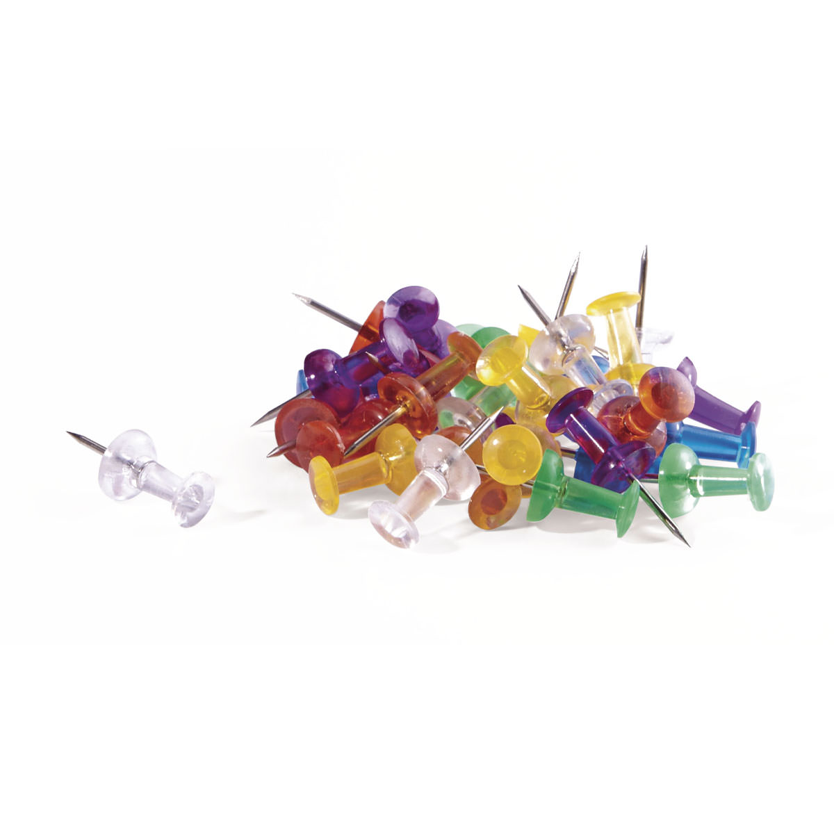 Magnetoplan 111165350 Pinnadeln transparent, 50 Stück, farblich sortiert