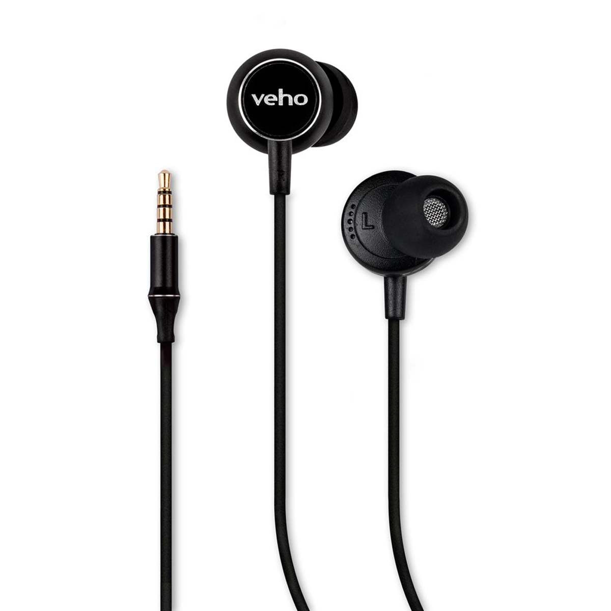 Veho VEP-011-Z3 In-Ear Kopfhörer, kabelgebunden, schwarz, mit Mikrofon und Remote, für Anrufe & Musik