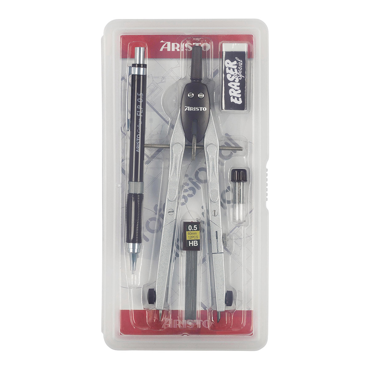 Aristo College Schnellverstellzirkel Set FLP, Radierer, Minendose HB, Minen 