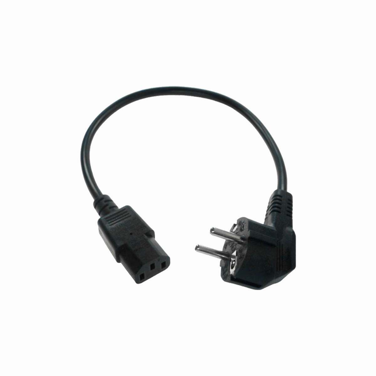 Formcase SKS CEE 7/7 auf ger. Kaltger.-Buchse C13 Schuko mit 90°-Winkel auf Kaltgerätestecker, 0,3 m
