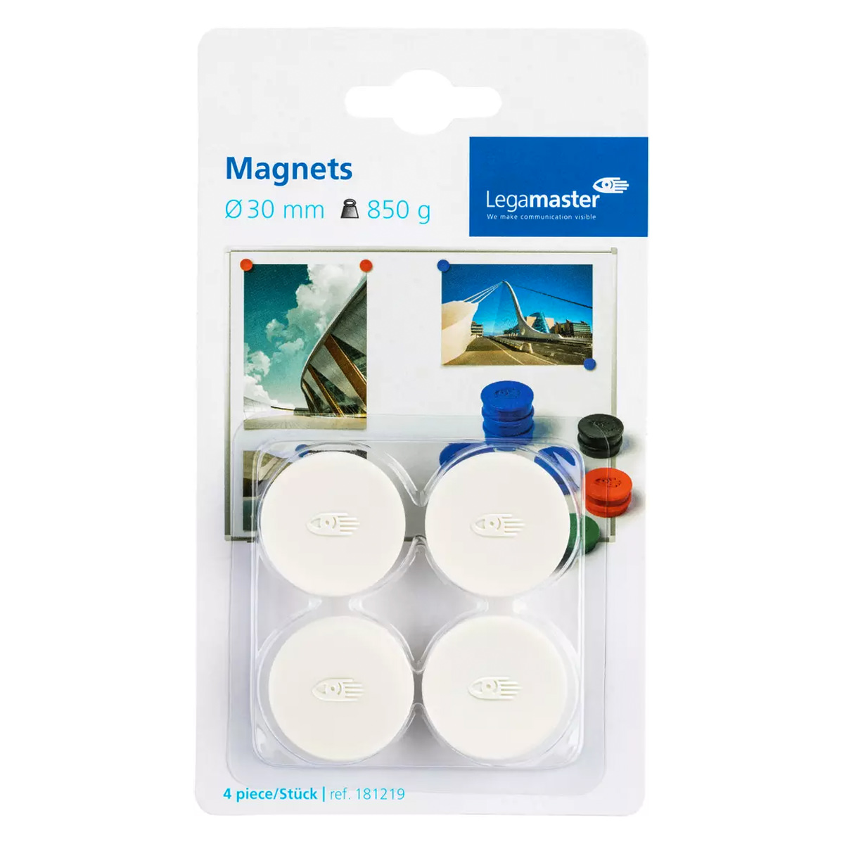 Legamaster 7-181219-4 Haftmagnete 30 mm weiß, 4er Blister 