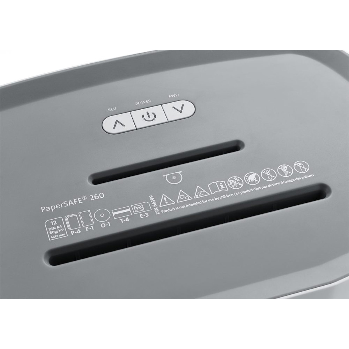 Dahle Aktenvernichter PaperSAFE 260 Schnitt 4 x 12 mm, 1-12 Blatt, 25 L 
