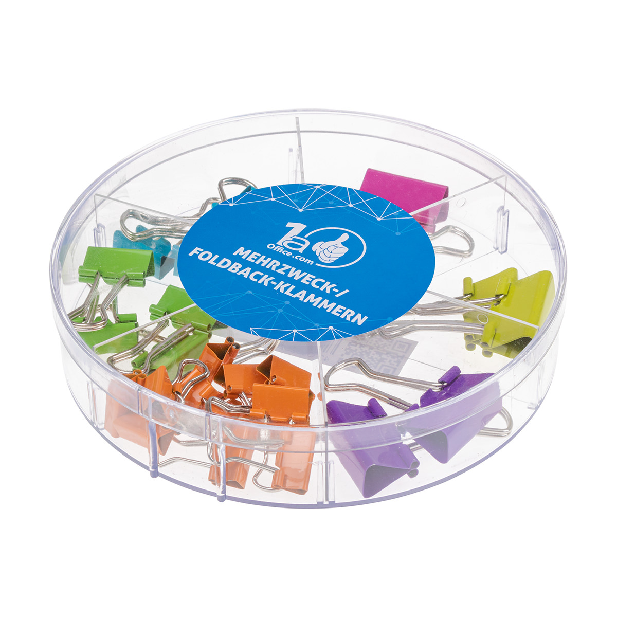 DynaTech Mehrzweck-/ Foldback-Klammer 19-25mm, 26er Box mit grün, blau, lila, pink, orange, gelb