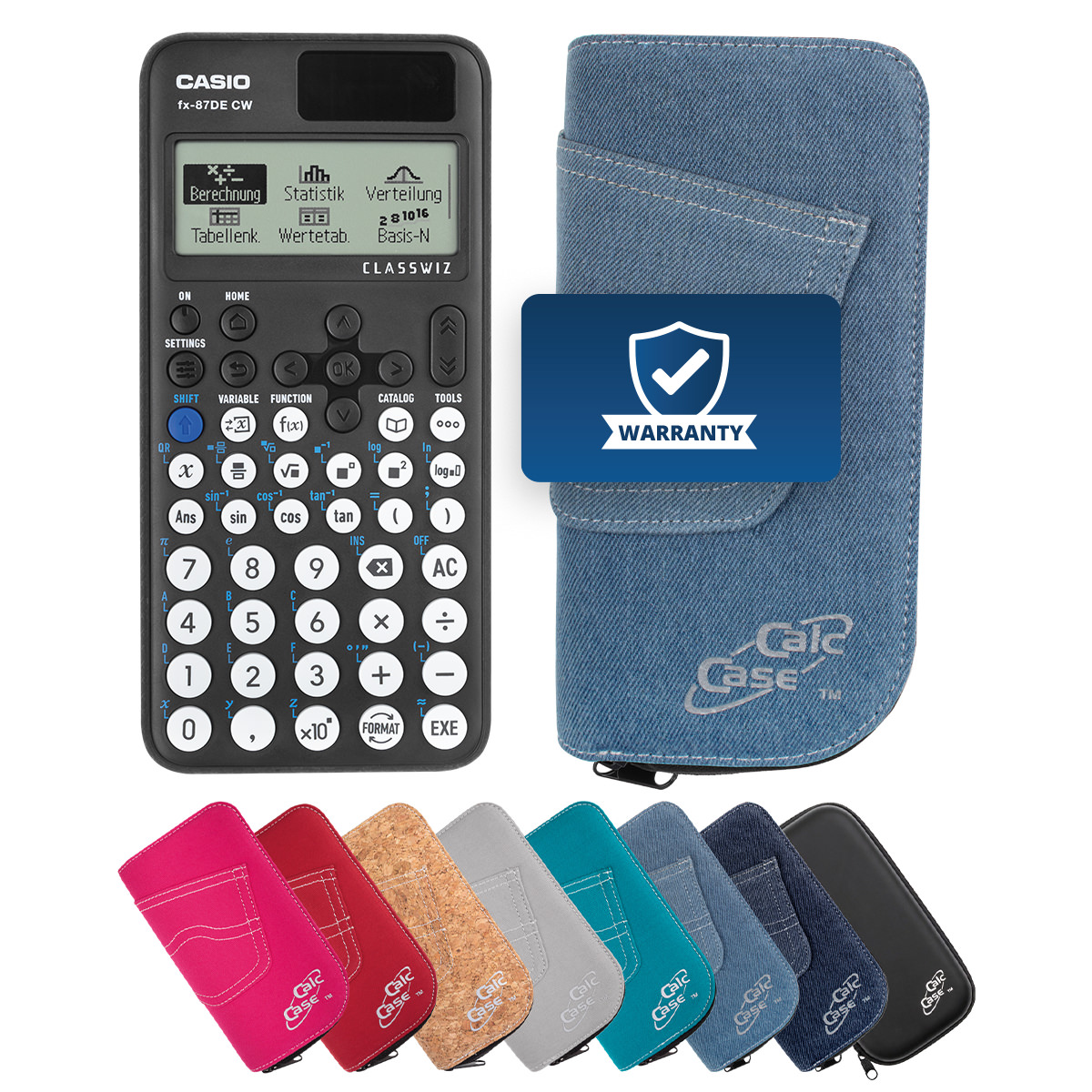 Casio FX-87 DE CW Schulrechner mit Schutztasche hellblau 