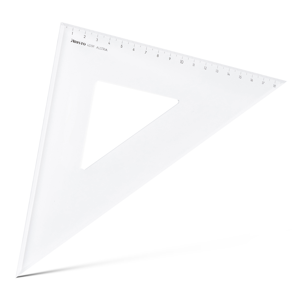 Aristo Dreieck 45 Grad mit Facette Hypotenuse 26,9 cm, Teilung 19 cm 