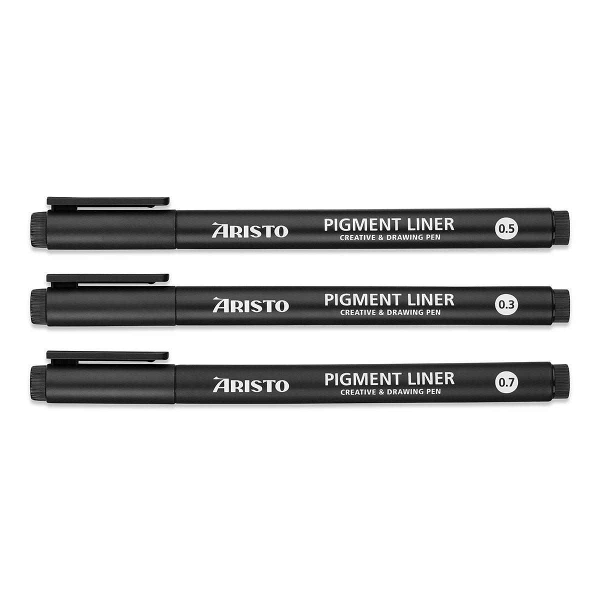 Aristo Pigmentliner 3er Set schwarz, Stärken 0,3/0,5/0,7 mm 