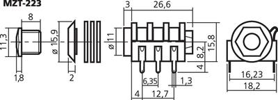 MONACOR MZT-223 6,3-mm-Stereo-Klinken-Einbaubuchse