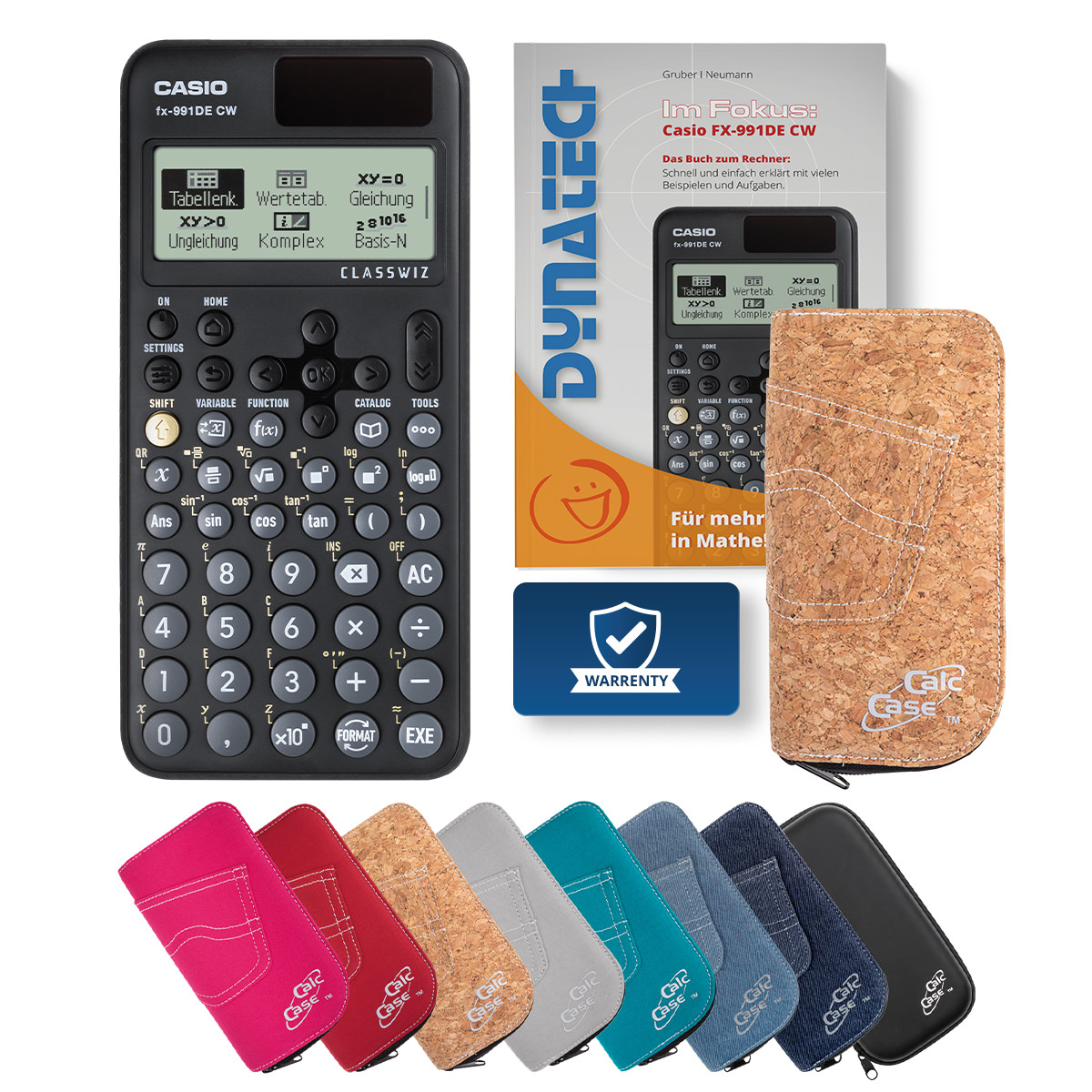 Casio FX-991 DE CW Schulrechner mit Schutztasche kork & Fachbuch 