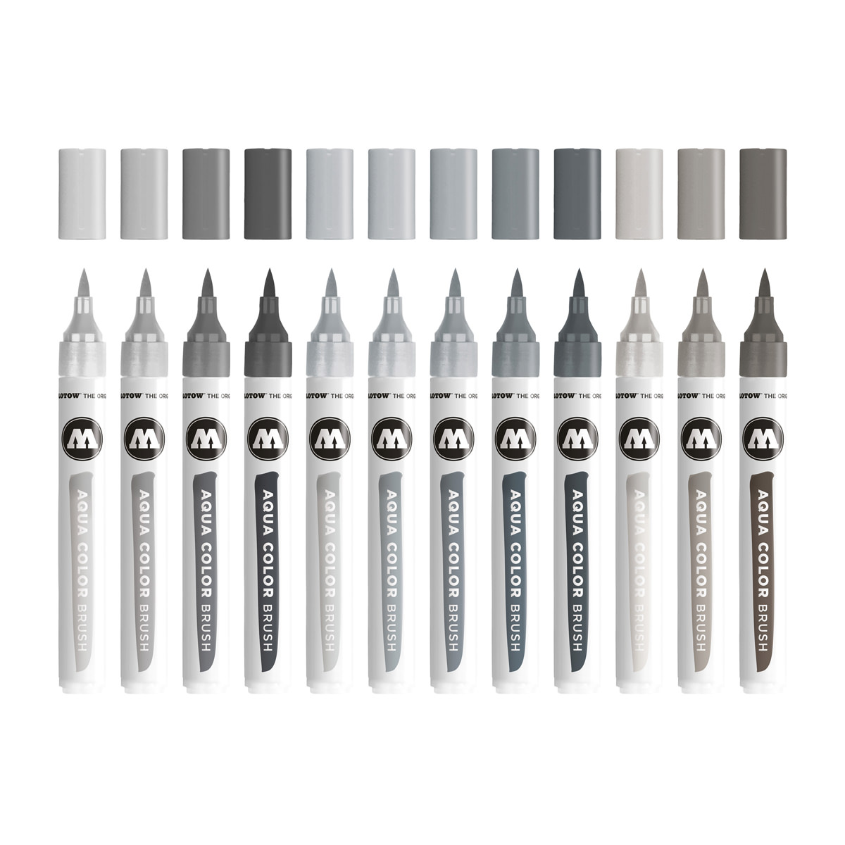 Molotow Marker AQUA COLOR BRUSH 12er Etui, Grey Set, sortiert 