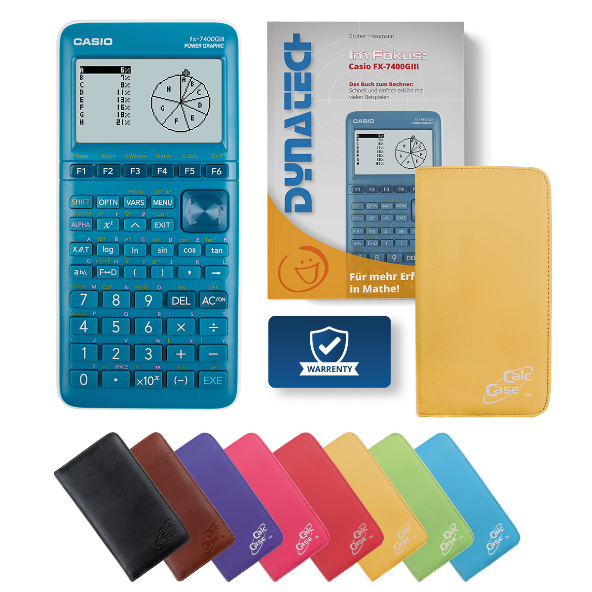 Casio FX-7400 G III Grafikrechner mit Schutztasche gelb & Fachbuch 