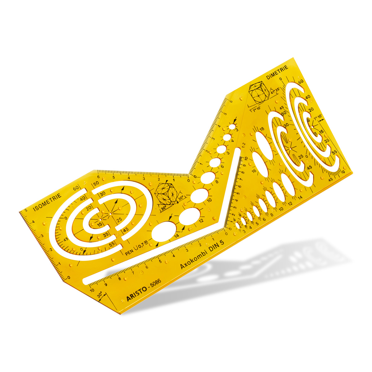 Aristo Schablone Axokombi I DIN 5, 225 x 85 mm, Tuschenoppen 