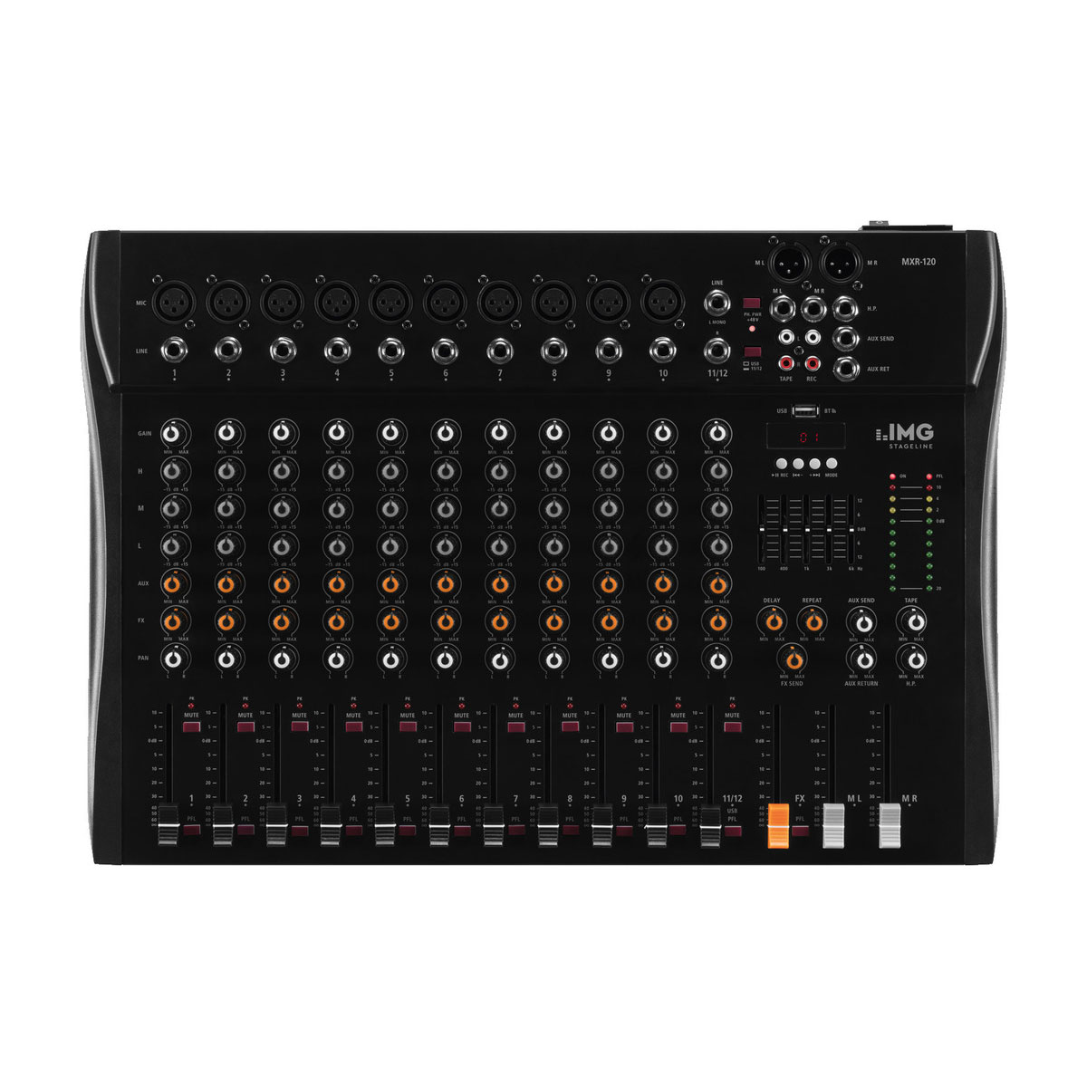 MONACOR MXR-120 12-Kanal Audio Mischpult