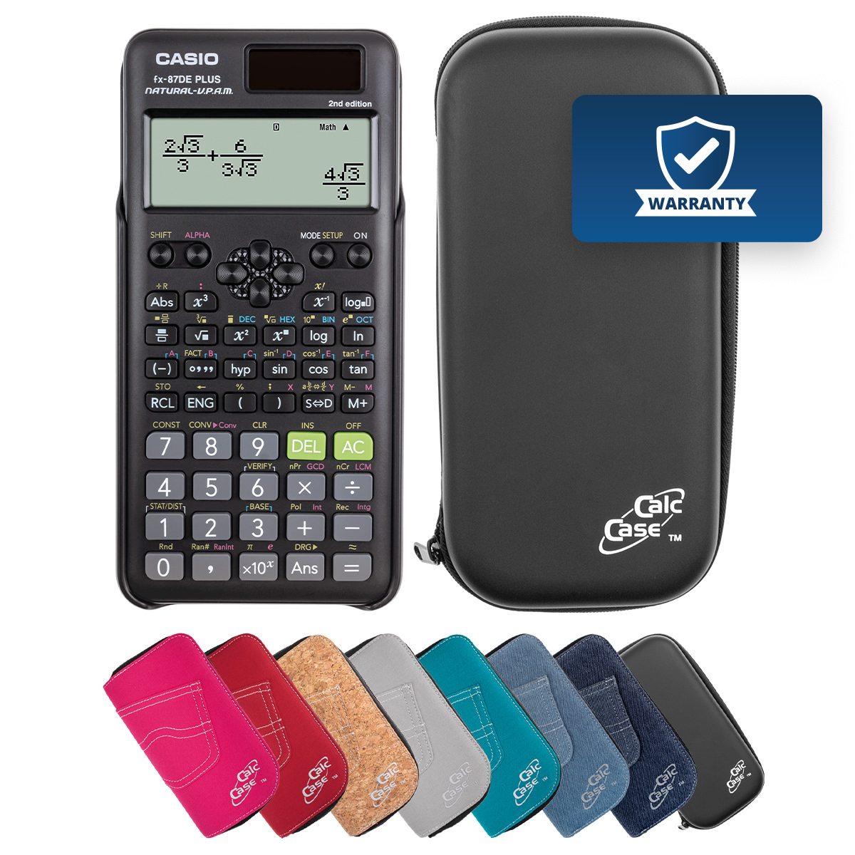 Casio FX-87 DE+ II Schulrechner Basic Bundle mit Schutztasche 
