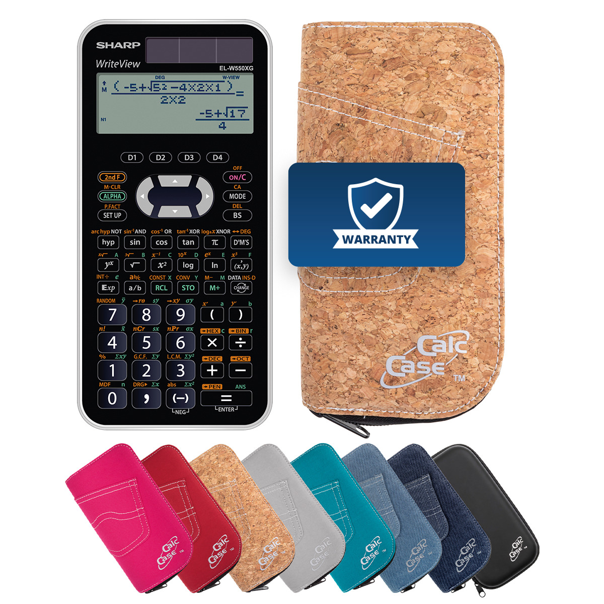 Sharp EL-W550 XG Schulrechner mit Schutztasche im Kork-Design 
