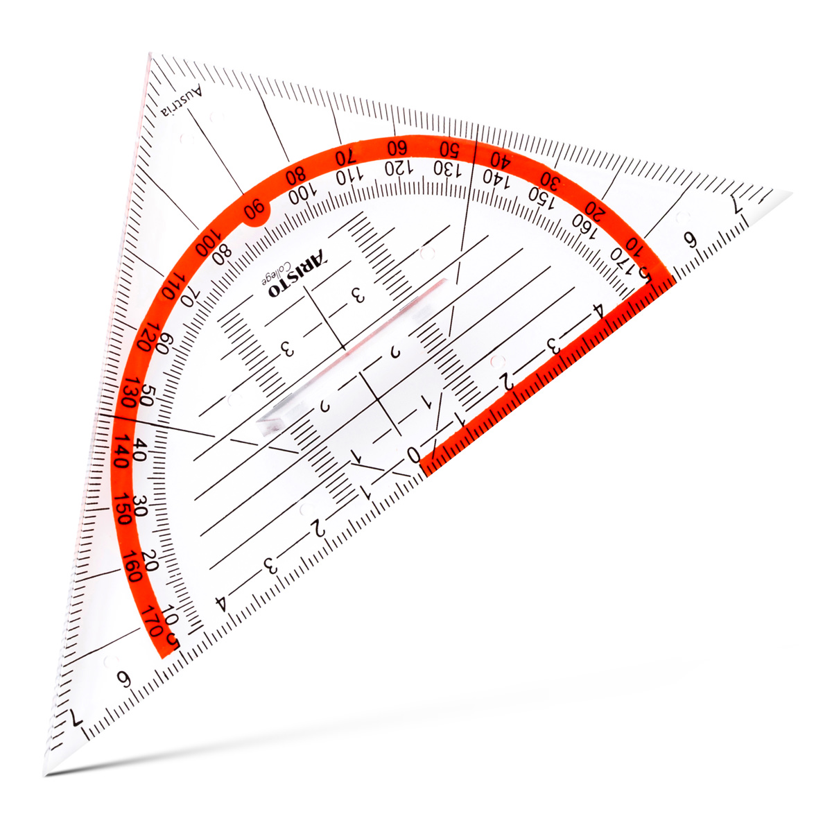 Aristo College Geometrie Dreieck 16 cm mit Griff, Facette und Tuschenoppen 