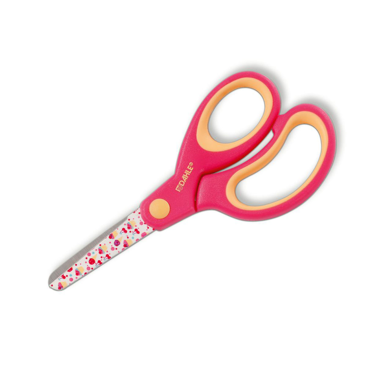 Dahle Bunte Kinderschere Kids rund 5 Zoll (13cm) pink, Motiv: Sweets, Rechtshand 