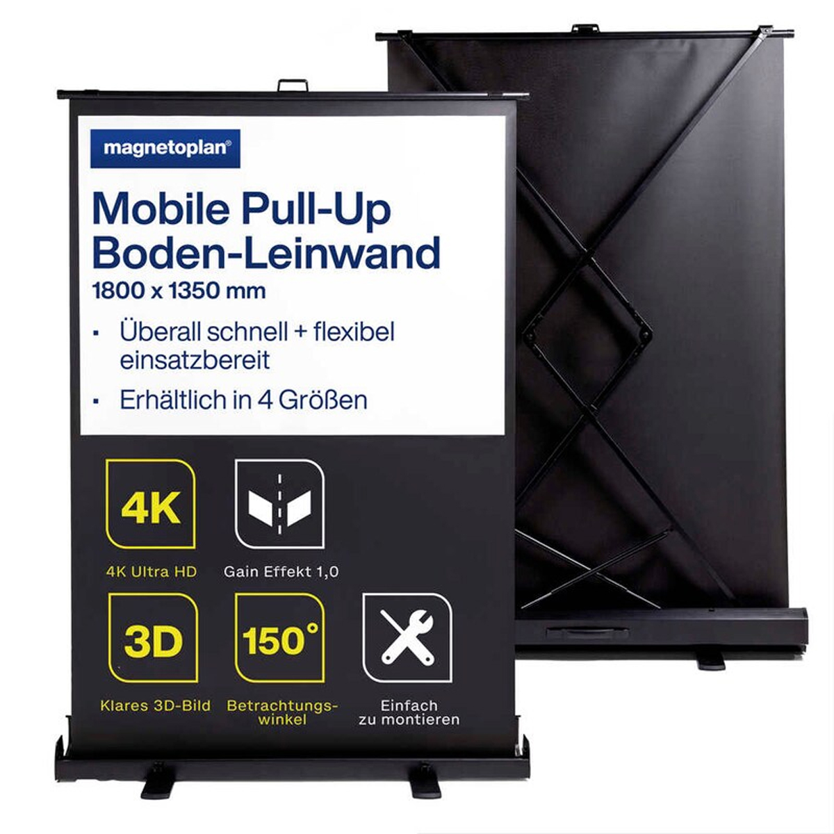 Magnetoplan mobile Pull-Up Bodenleinwand 4:3, 1350 x 1800 mm 