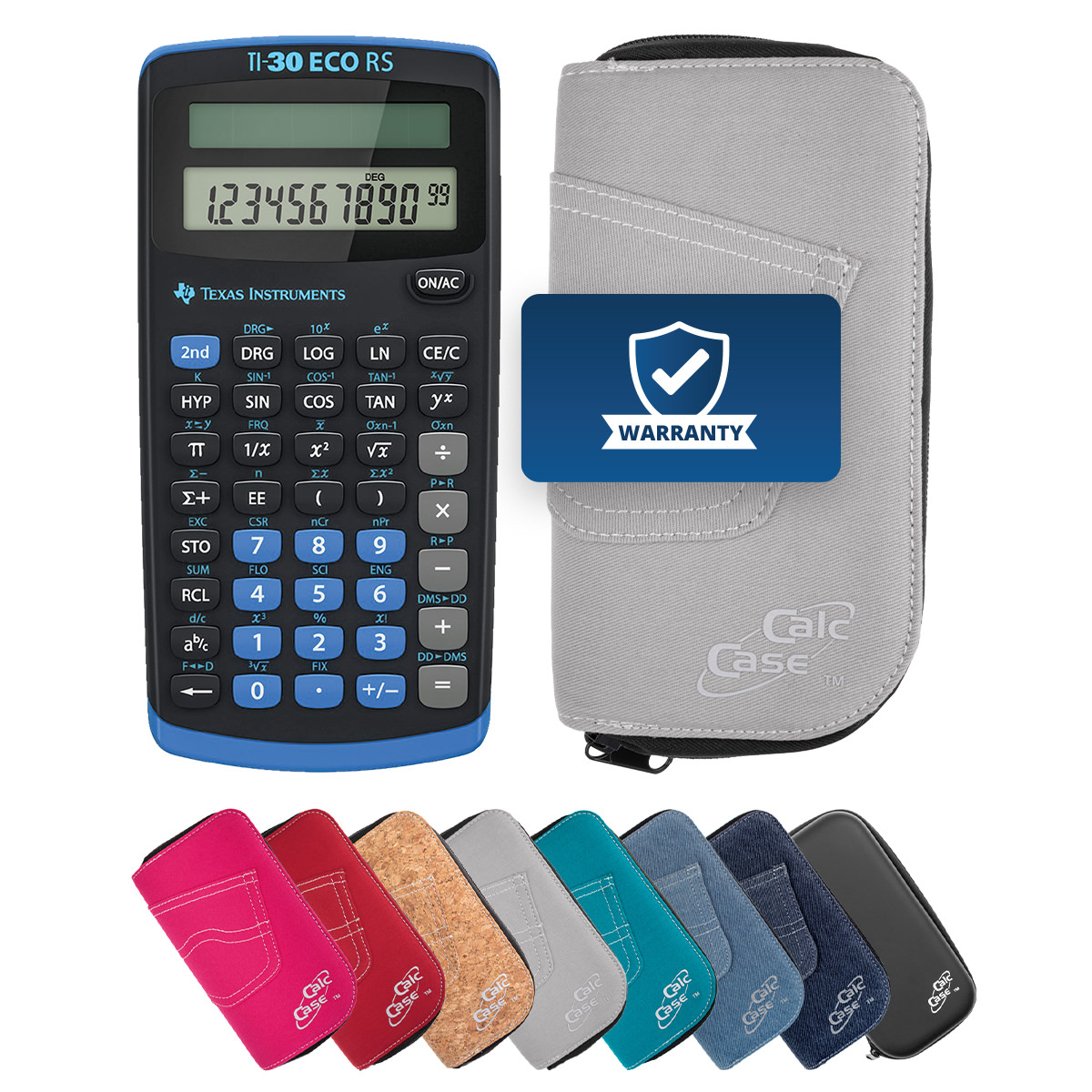 TI-30 ECO RS Schulrechner mit Schutztasche im Jeans-Design hellgrau 