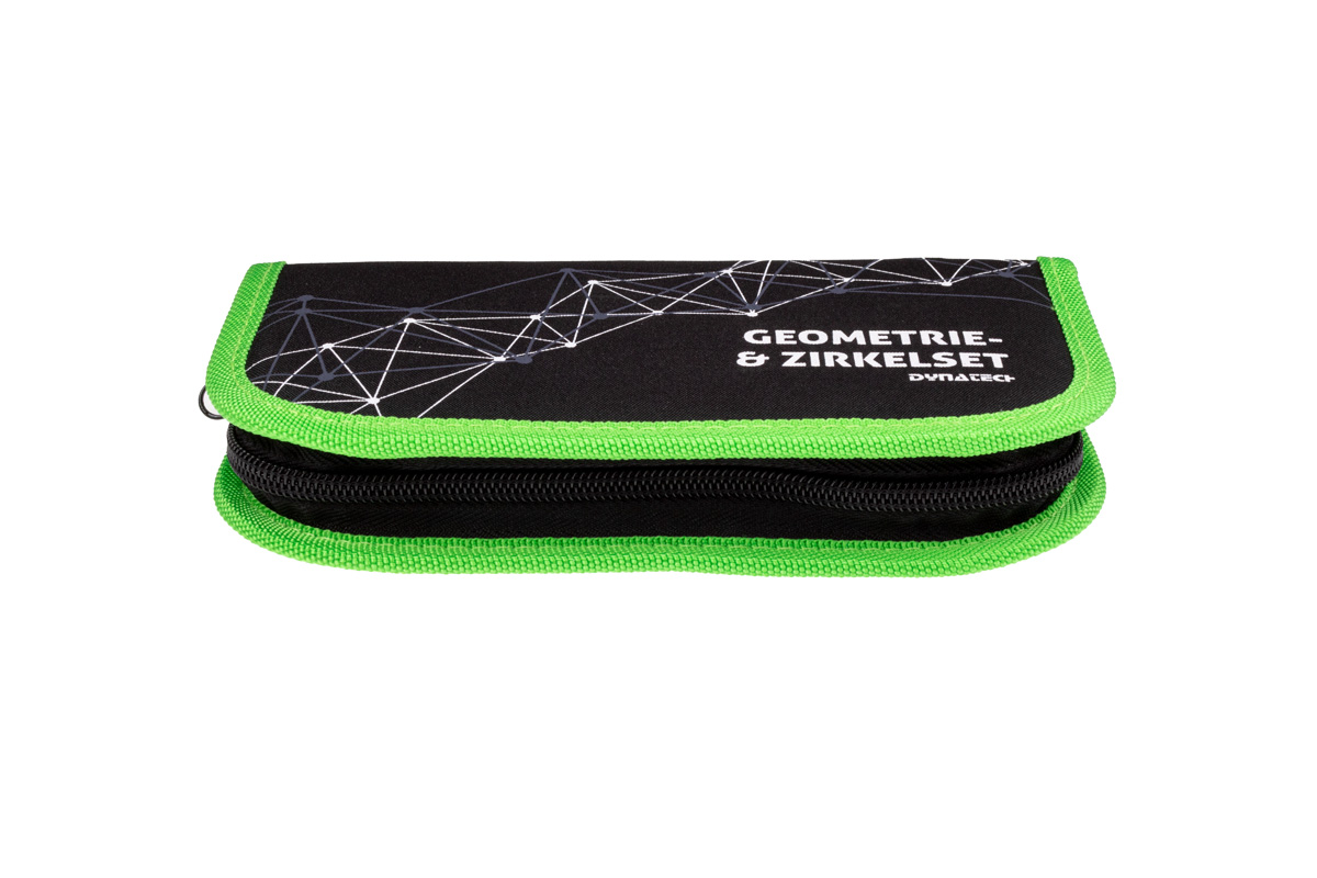 DynaTech Geometrie- und Zirkelset (13-teilig) Etui mit Reißverschluss in grün