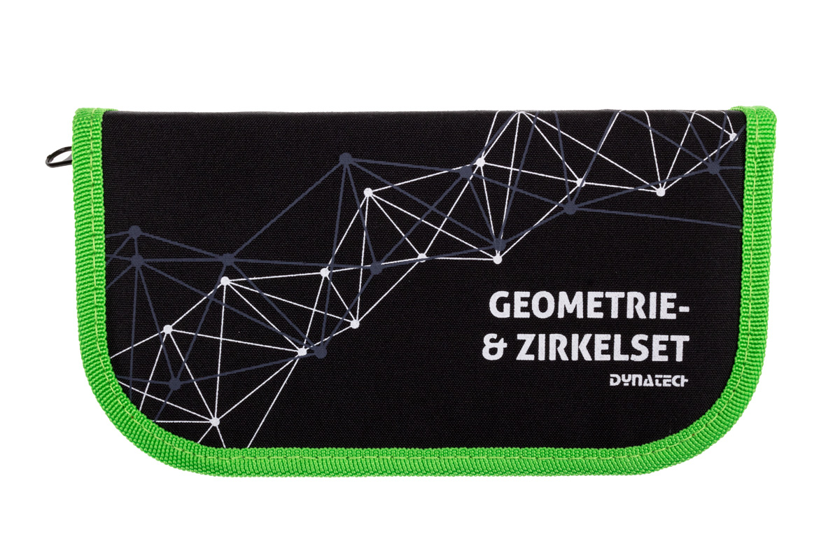 DynaTech Geometrie- und Zirkelset (13-teilig) Etui mit Reißverschluss in grün