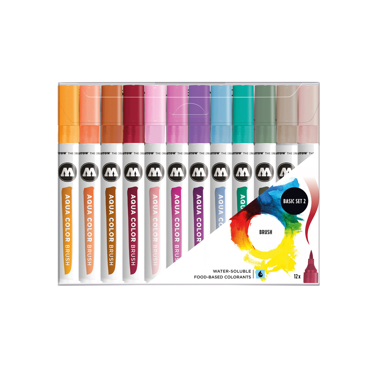 Molotow Marker AQUA COLOR BRUSH 12er Etui, Basic Set 2, sortiert 